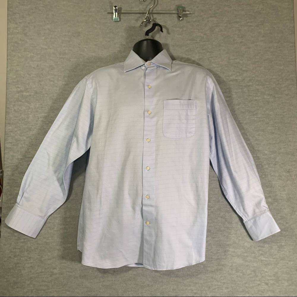 Tommy Bahama (15 1/2 -32-33) Long Sleeves Button Up Men Blue Stripes Dress Shirt